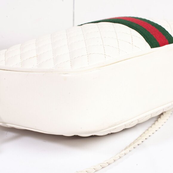 Authentic Gucci White Stripe Leather Trapuntata Handbag - Picture 6 of 12
